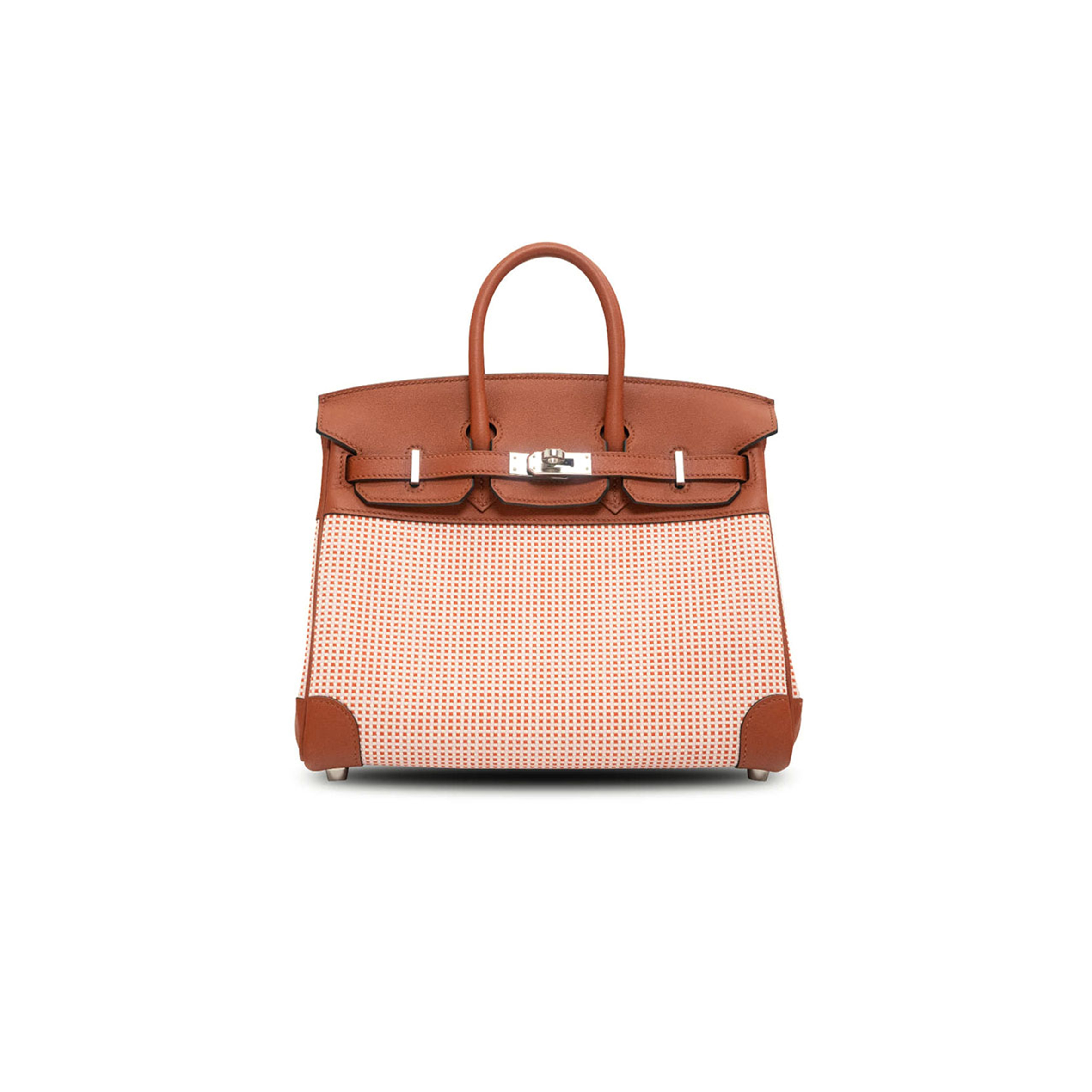 HERMÈS MASTER BIRKIN QUADRILLE 25 BRIQUE TOILE SWIFT (25*20*13cm)